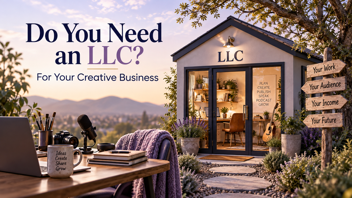 Creative work organized through a company with contracts, ownership records, accounts, insurance, and filing dates.
