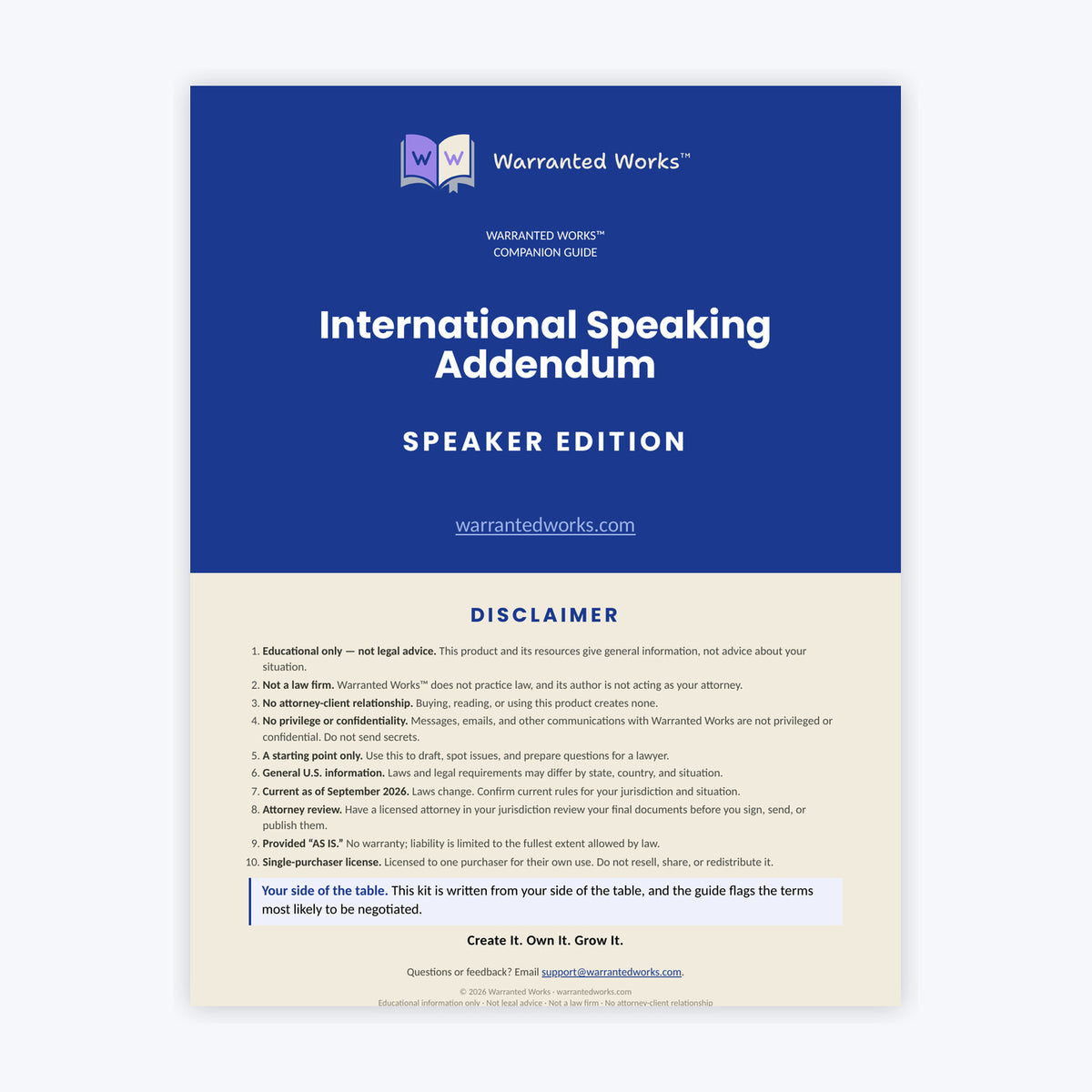 International Speaking Addendum Kit