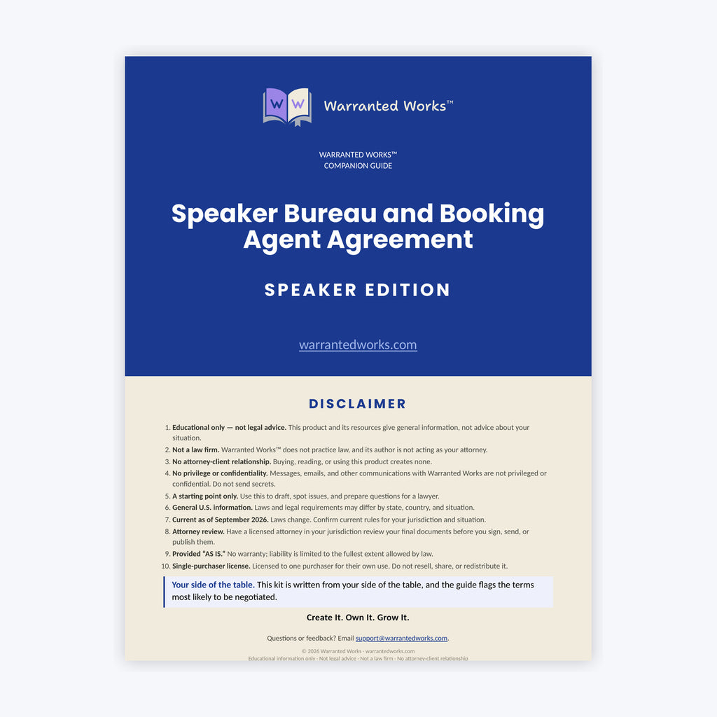 Speaker Bureau and Booking Agent Agreement Kit