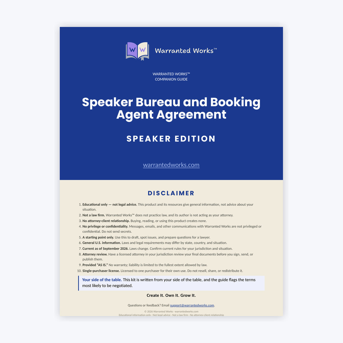 Speaker Bureau and Booking Agent Agreement Kit
