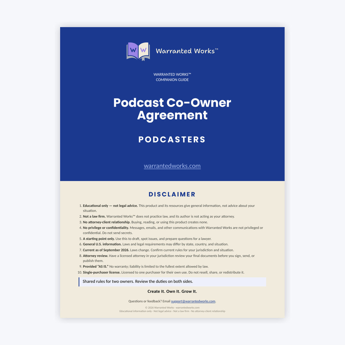 Podcast Co-Owner Agreement Kit