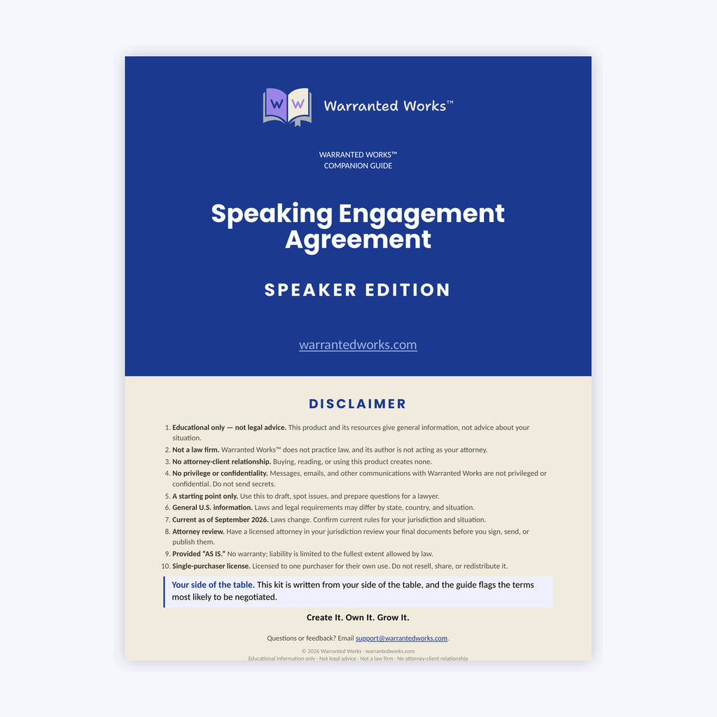Speaking Engagement Agreement Kit