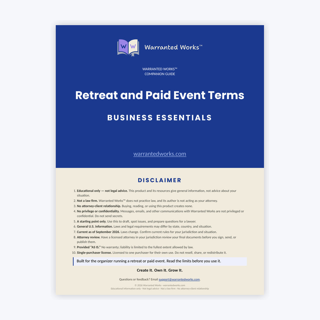 Retreat and Paid Event Terms Kit