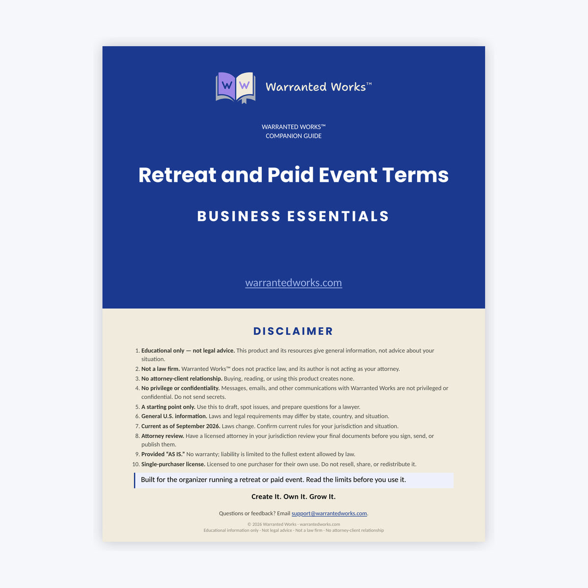 Retreat and Paid Event Terms Kit