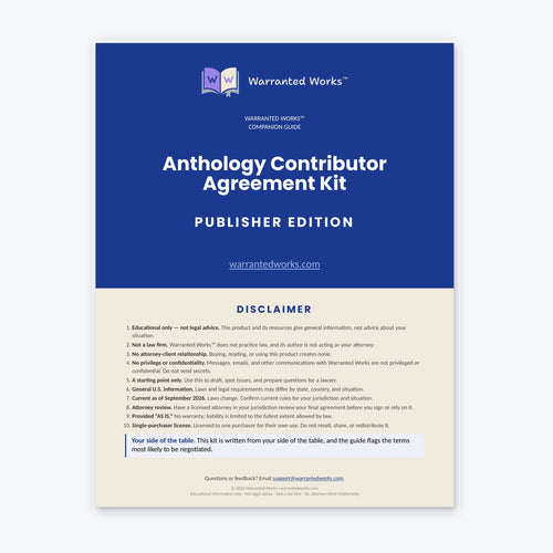 Anthology Contributor Agreement Kit - Publisher Edition