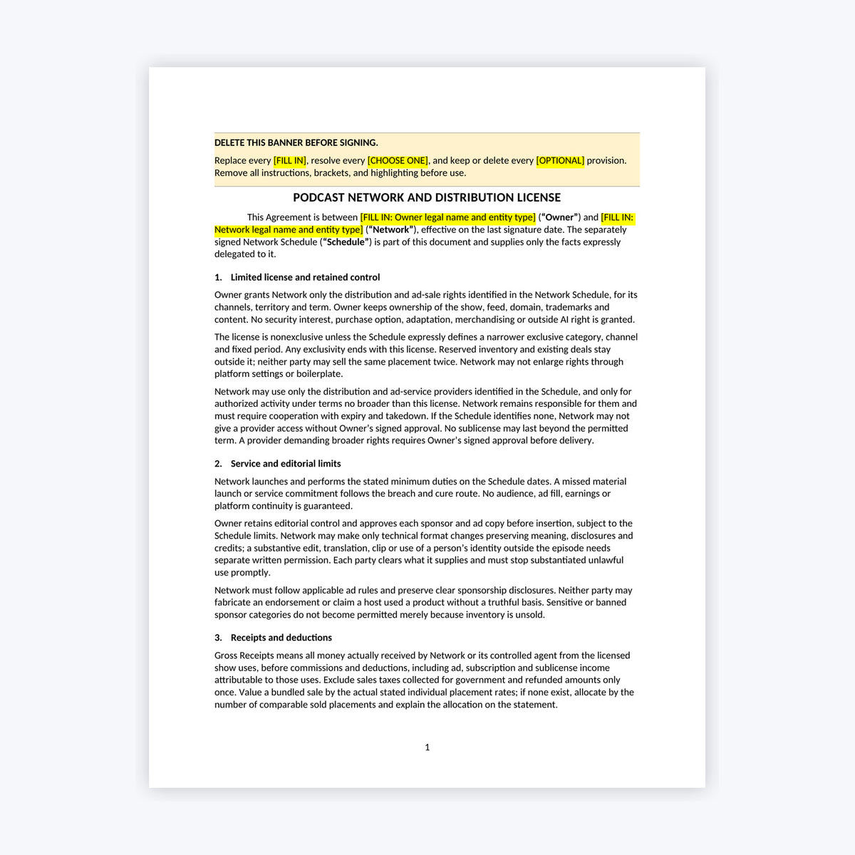 Podcast Network and Distribution License Kit — Show Owner Edition