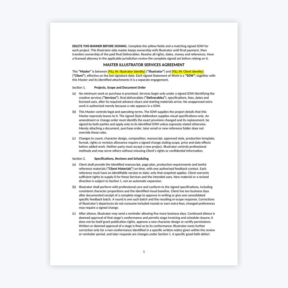 Illustrator Services Agreement Kit — Creator Edition