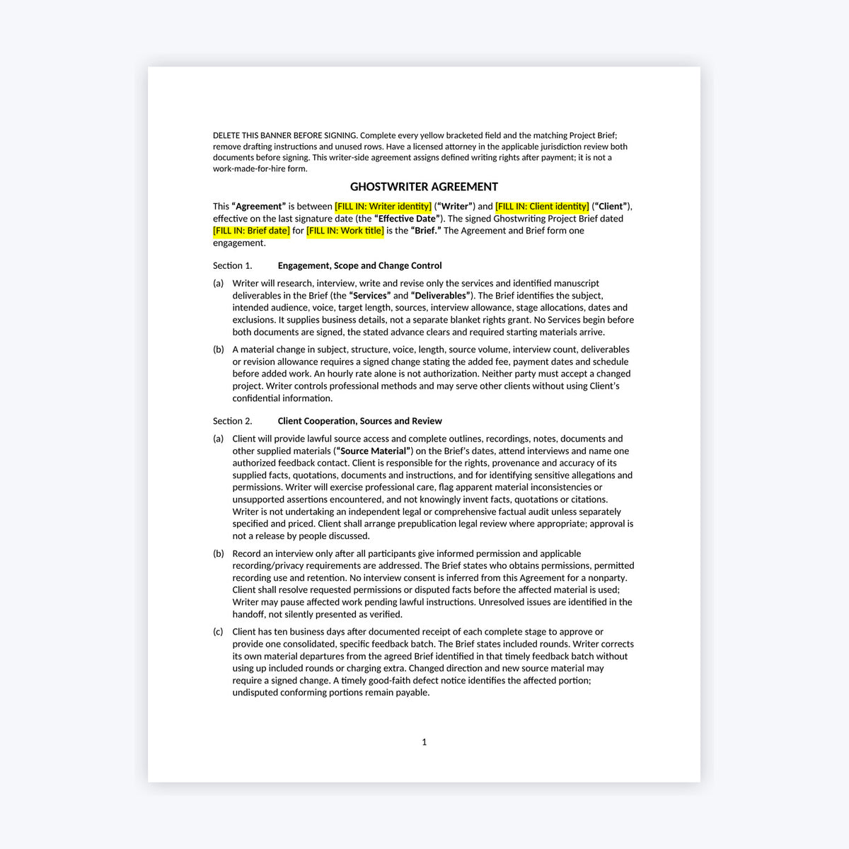 Ghostwriter Agreement Kit — Creator Edition