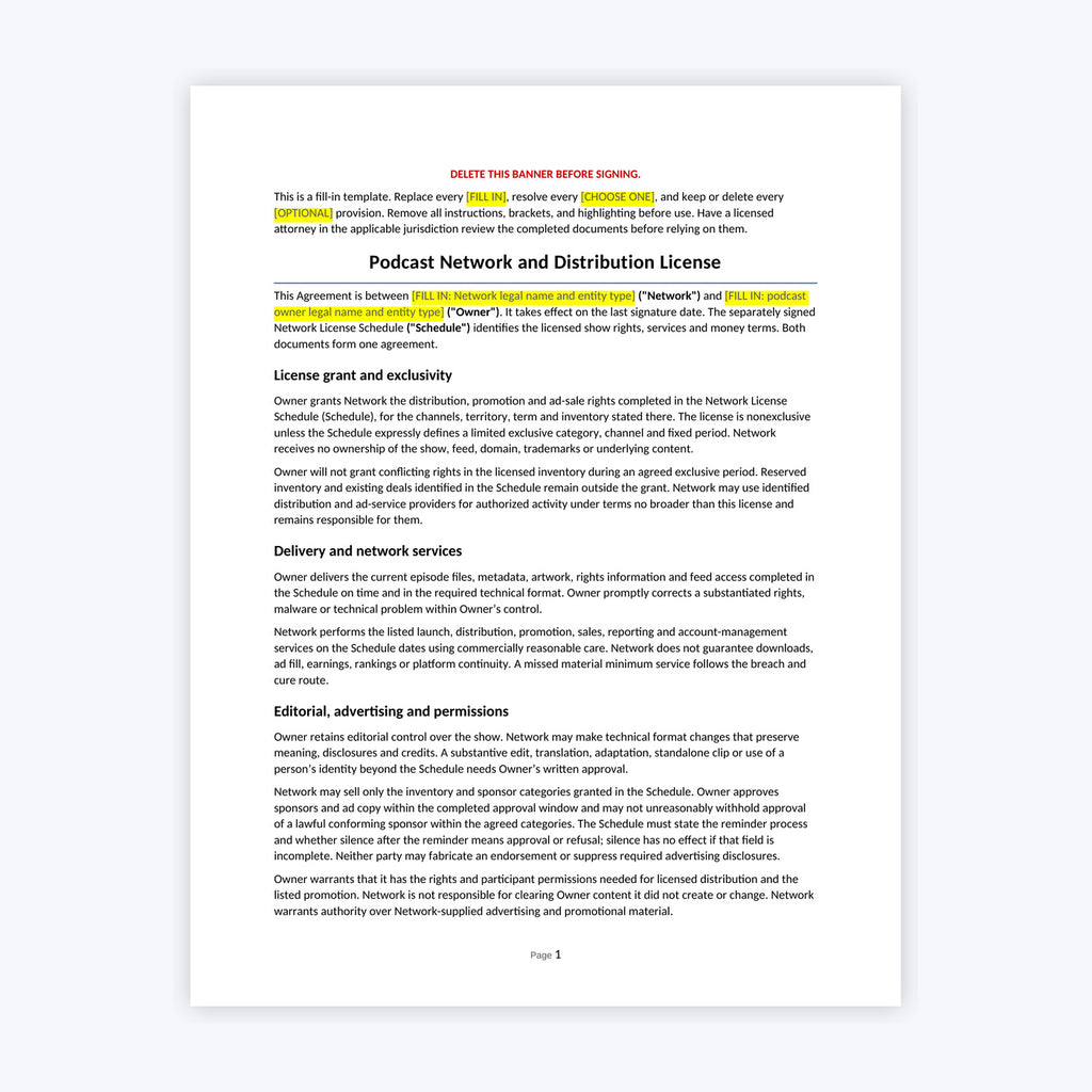 Podcast Network and Distribution License Kit — Network Edition