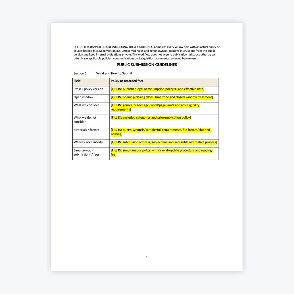 Submissions and Acquisitions Workflow Kit — Publisher Edition