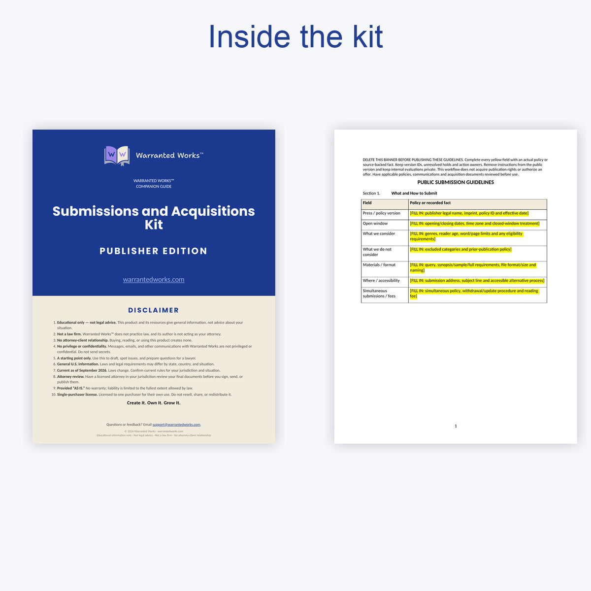 Submissions and Acquisitions Workflow Kit — Publisher Edition