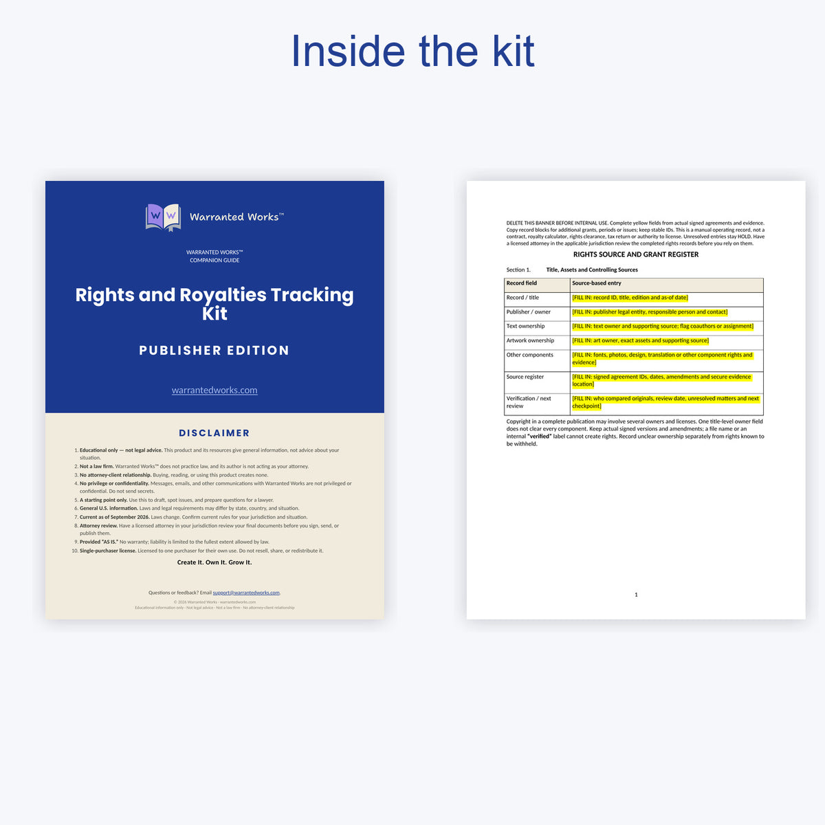 Rights and Royalties Tracking Kit — Publisher Edition