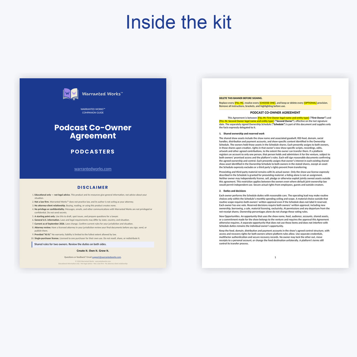 Podcast Co-Owner Agreement Kit