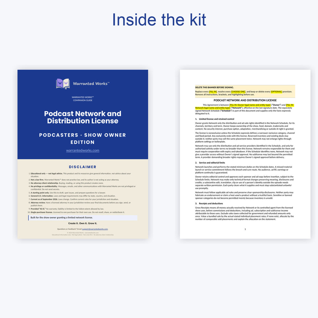 Podcast Network and Distribution License Kit — Show Owner Edition