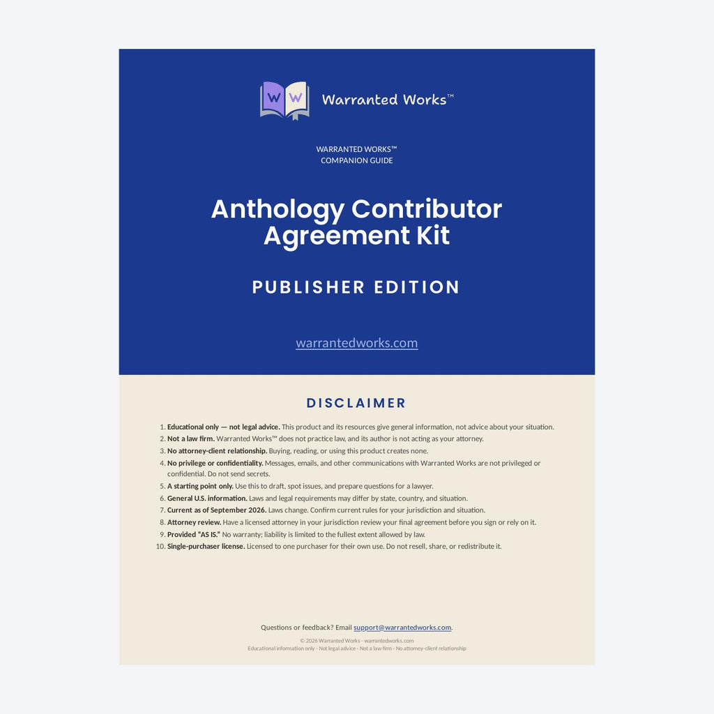 Anthology Contributor Agreement Kit - Publisher Edition — Companion Guide cover