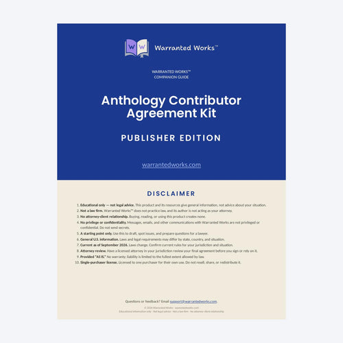 Anthology Contributor Agreement Kit - Publisher Edition — Companion Guide cover